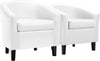 Set of 2 Faux Leather Club Chairs - White