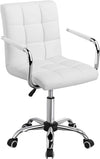 Modern Leather Desk Swivel Chair with Armrests and Wheels - White