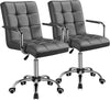 Modern Leather Computer Desk Swivel Chair with Armrests and Wheels - Set of 2 / Gray