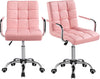 Modern Leather Computer Desk Swivel Chair with Armrests and Wheels - Set of 2 / Pink