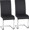 Modern Leather High Back Armless Conference Meeting Chairs - Set of 2 / Black