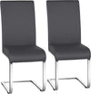 Modern Leather High Back Armless Conference Meeting Chairs - Set of 2 / Dark Gray