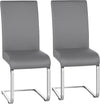 Modern Leather High Back Armless Conference Meeting Chairs - Set of 2 / Light Grey