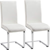 Modern Leather High Back Armless Conference Meeting Chairs - Set of 2 / White