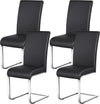 Modern Leather High Back Armless Conference Meeting Chairs - Set of 4 / Black