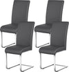 Modern Leather High Back Armless Conference Meeting Chairs - Set of 4 / Dark Gray