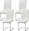 Modern Leather High Back Armless Conference Meeting Chairs - Set of 4 / White