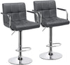 Set of 2 Leather Modern Design Swivel Barstools - Gray