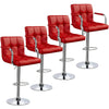 Modern Leather Swivel Armrest Chairs - Set of 4 / Red