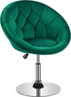 Modern Leather Tufted Height Adjustable Swivel Barrel Chair - Green