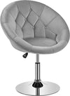 Modern Leather Tufted Height Adjustable Swivel Barrel Chair - Light Grey