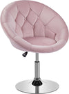 Modern Leather Tufted Height Adjustable Swivel Barrel Chair - Pink