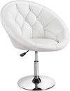 Modern Leather Tufted Height Adjustable Swivel Barrel Chair - White