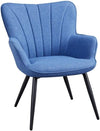 Modern Upholstered Curved Back Fabric Linen Accent Chairs