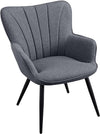 Modern Upholstered Curved Back Fabric Linen Accent Chairs