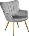 Modern Upholstered Curved Back Fabric Linen Accent Chairs