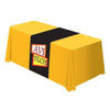 Personalized middle fabric table runners can put the finishing touch on a covered with solid color cover (under throw).