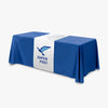 Personalized middle fabric table runners can put the finishing touch on a covered with solid color cover (under throw).