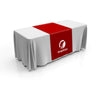 Personalized middle fabric table runners can put the finishing touch on a covered with solid color cover (under throw).