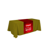 Personalized middle fabric table runners can put the finishing touch on a covered with solid color cover (under throw).