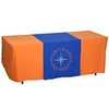 Personalized middle fabric table runners can put the finishing touch on a covered with solid color cover (under throw).