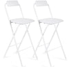 Portable Counter Height Leather Folding Bar Stool with Backrest - White