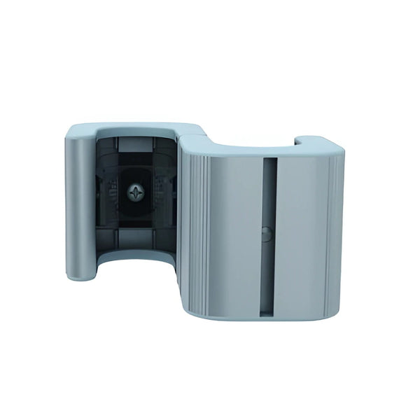 Small Double Clamp: light gray plastic with black mechanism and ridges