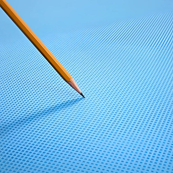 Yellow pencil on textured blue Soft Color Interlocking flooring