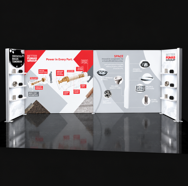Our 10x20 Frameless SEG Lightbox Display Kit 01 features two 10ft Displays paired side by for a seamless 20ft light box