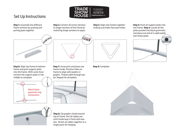 Our Triangle Hanging Banners are a must have if you want to get noticed! These extra large overhead hanging banners