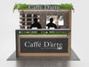 Caffé d’Arte Italia kiosk in 10x10 VHE-Modular Exhibit Kit with brick backdrop