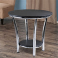 Black Modern Design Round Coffee Table with Polished Steel Frame