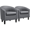 Set of 2 Faux Leather Club Chairs - Grey