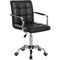 Modern Leather Desk Swivel Chair with Armrests and Wheels - Black