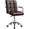 Modern Leather Desk Swivel Chair with Armrests and Wheels - Brown