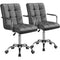 Modern Leather Computer Desk Swivel Chair with Armrests and Wheels - Set of 2 / Gray