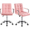 Modern Leather Computer Desk Swivel Chair with Armrests and Wheels - Set of 2 / Pink