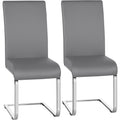 Modern Leather High Back Armless Conference Meeting Chairs - Set of 2 / Light Grey