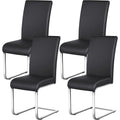 Modern Leather High Back Armless Conference Meeting Chairs - Set of 4 / Black