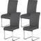 Modern Leather High Back Armless Conference Meeting Chairs - Set of 4 / Dark Gray