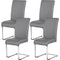 Modern Leather High Back Armless Conference Meeting Chairs - Set of 4 / Light Grey