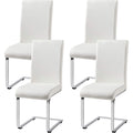 Modern Leather High Back Armless Conference Meeting Chairs - Set of 4 / White