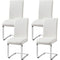 Modern Leather High Back Armless Conference Meeting Chairs - Set of 4 / White