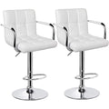 Set of 2 Leather Modern Design Swivel Barstools - White
