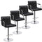 Modern Leather Swivel Armrest Chairs - Set of 4 / Black