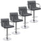 Modern Leather Swivel Armrest Chairs - Set of 4 / Gray
