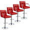 Modern Leather Swivel Armrest Chairs - Set of 4 / Red