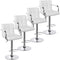Modern Leather Swivel Armrest Chairs - Set of 4 / White