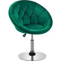 Modern Leather Tufted Height Adjustable Swivel Barrel Chair - Green