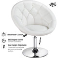 Modern Leather Tufted Height Adjustable Swivel Barrel Chair